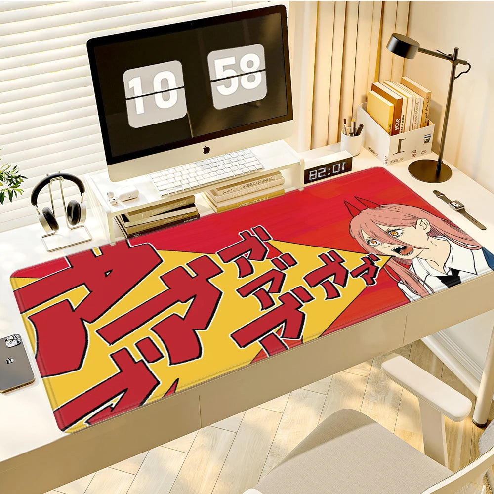 Power Chainsaw Man Deskmat Gamer Girl Carpet Xxxl Mouse Pad 1000x500 Playmat Red Computer Mat Anime Mousepads Desk Accesories