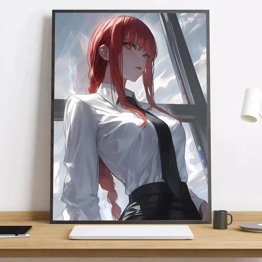 Makima Chainsaw Man Painting Calligraphy HD Canvas Poster living room bedroom bar aesthetic decoration