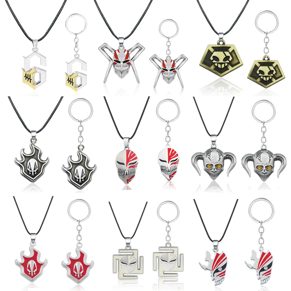 Anime BLEACH Kurosaki Ichigo False Mask Cosplay Necklace Keychain Grimmjow Necklace Cosplay Accessories Man Woman Jewelry Gifts