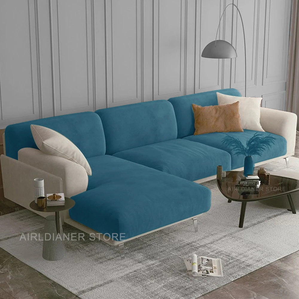 Luxury Soft Velvet Sofa Seat Cover Solid Elastic Sofa Cushion Covers Separate Furniture Protector Sofa Cover Living Room Pets