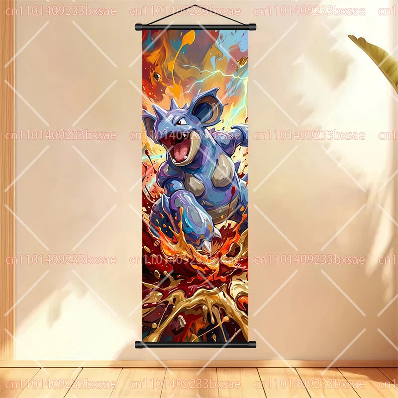 Anime Pokémon Gengar Charizard Kyogre Gyarados Mewtwo Rayquaza Cool Poster Hanging Scroll Painting Birthday Holiday Party Gift