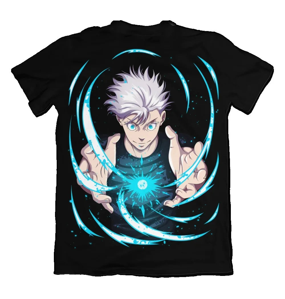 Jujutsu Kaisen Gojo Satoru Unisex Pure Cotton T-shirt 2026 Summer Hot Anime Print Round Neck Loose Family Short Sleeved Top