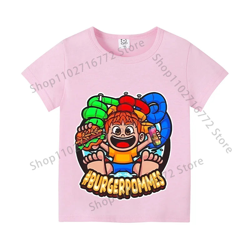 Burgerpommes Icrimax Kids T-shirt Children Clothes Boys Girls Cartoon Anime Graphic Print Clothing Fashion Cute Casual Tops Gift