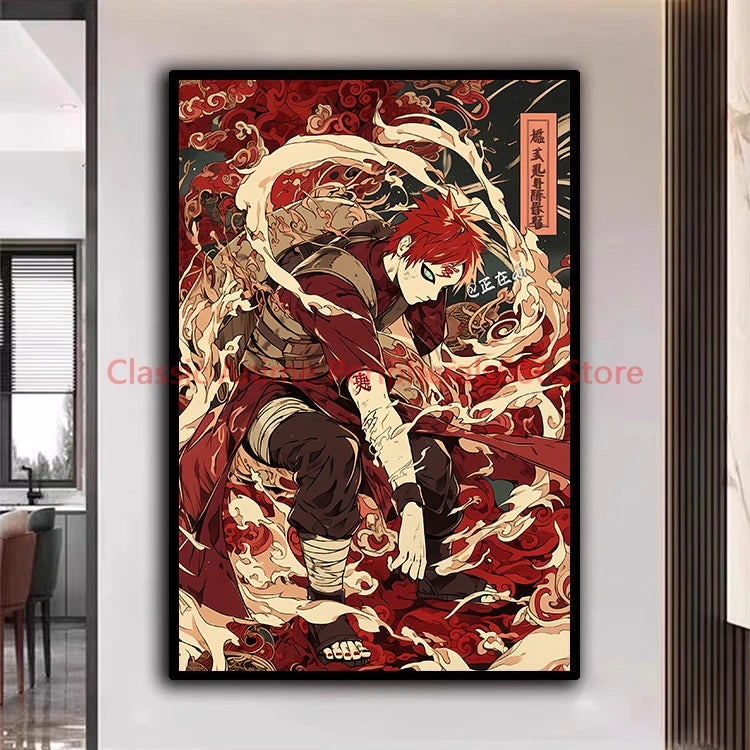 Naruto Poster Kakashi Sasuke Itachi Uchiha Akatsuki Anime Character Ukiyo-e Oil Painting Modern Home Decoration Aesthetic Gift