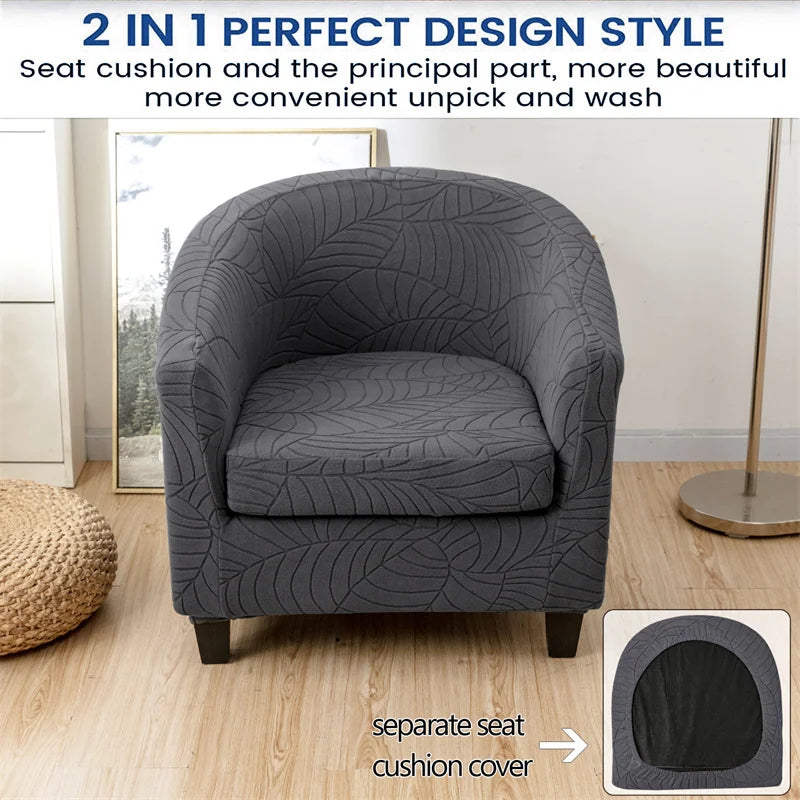 Leaves Jacquard Tub Chair Cover Anti-dirt Stretch Armchair Slipcover All-inclusive Single Club Sofa Cushion for Living Room