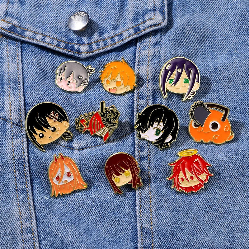 Chainsaw Man Enamel Pins Anime Pochita Power Brooches for Women Clothes Badge Kids Bags Decoration Classic Toys Christmas Gift