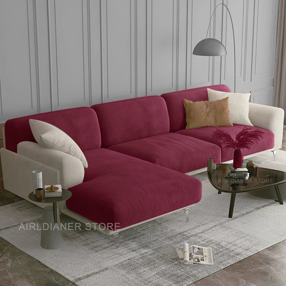 Luxury Soft Velvet Sofa Seat Cover Solid Elastic Sofa Cushion Covers Separate Furniture Protector Sofa Cover Living Room Pets