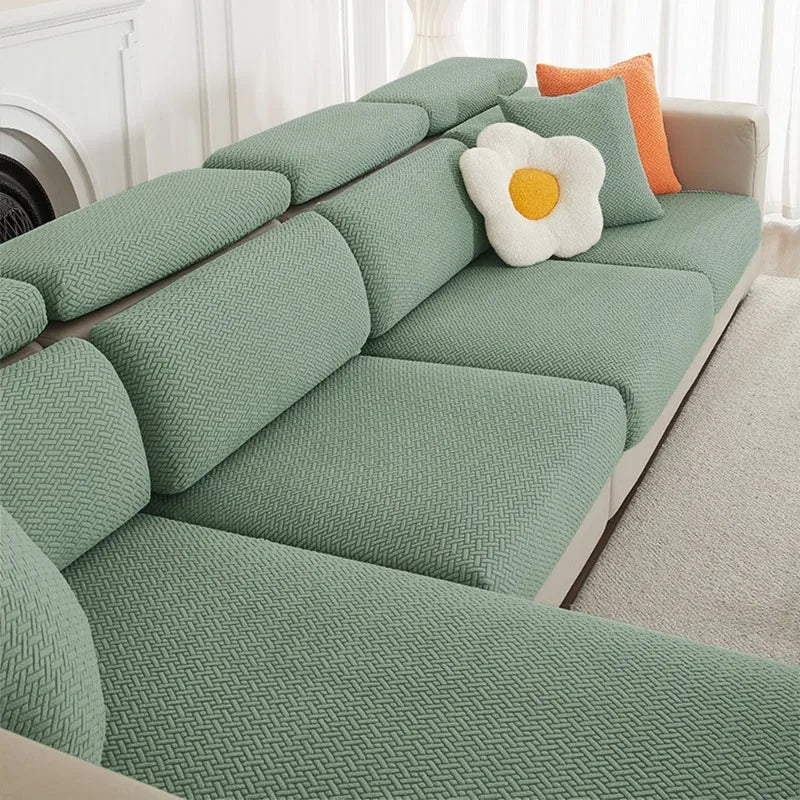 Jacquard Sofa Cover Solid Elastic Sofa Cushion Cover Living Room Washable Spandex Sofa Seat Slipcover Chaise Lounge Home Pets