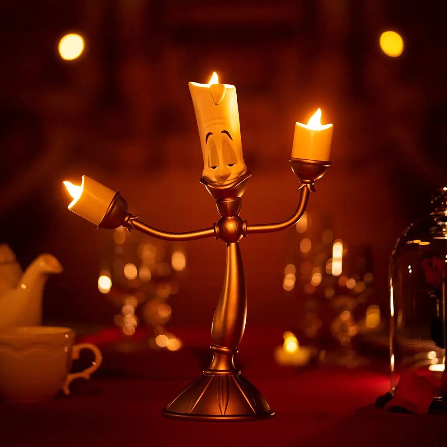Beauty And The Beast Toys Anime Figure Night Lights Candlesticks Cogsworth Clock Ornaments Collectible Model Gift jewelry box