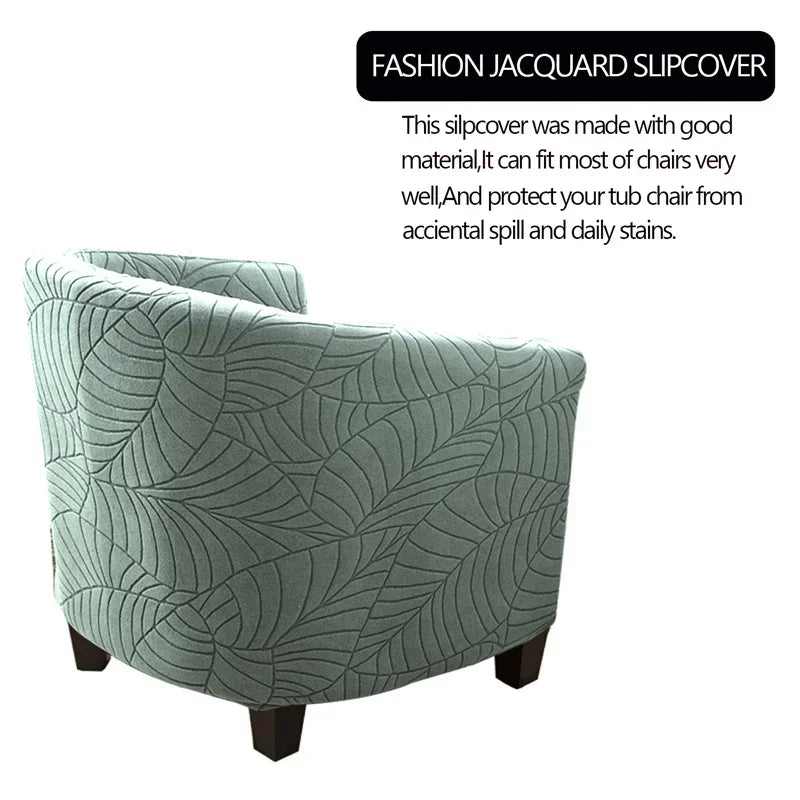 Leaves Jacquard Tub Chair Cover Anti-dirt Stretch Armchair Slipcover All-inclusive Single Club Sofa Cushion for Living Room