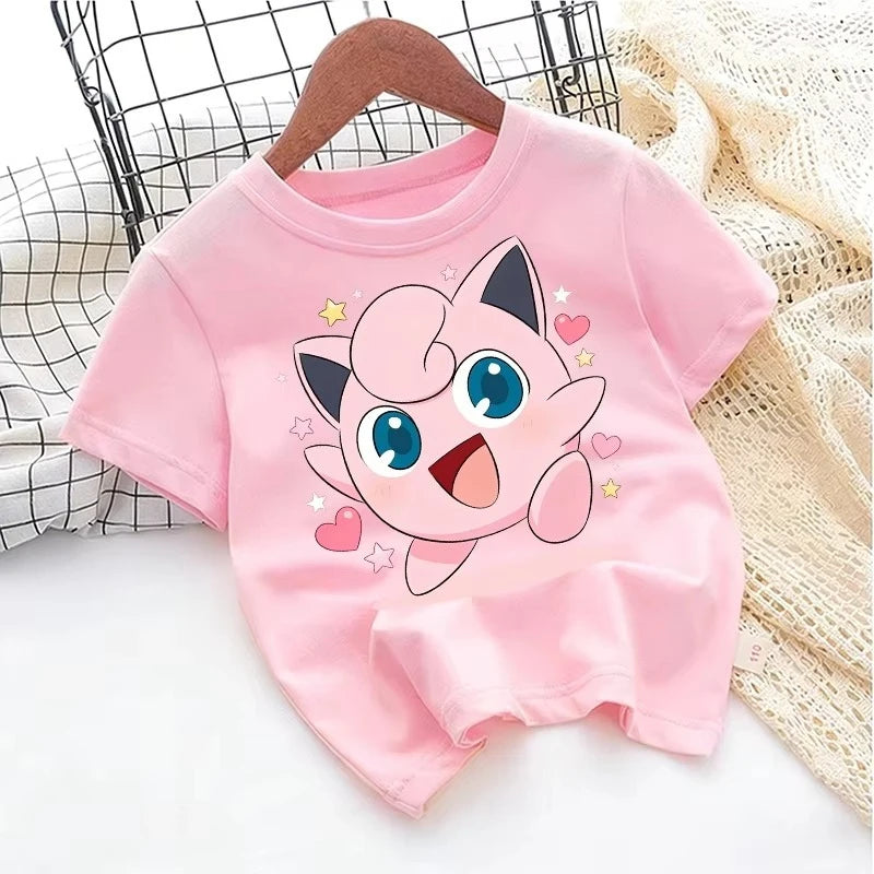 2026 Pokemons Kids T-shirt Anime Game Cartoon Cotton Boys Girl Toddler Tees Streetwear Casual Short Sleeve Childern Clothes Tops