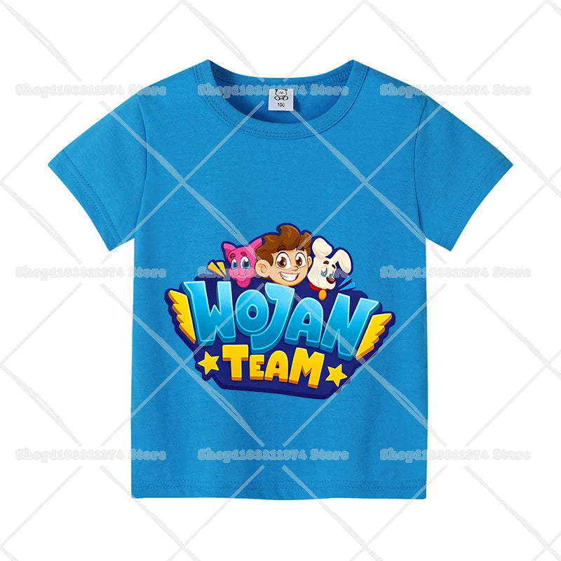 Wojans Team T-shirt Anime Round Neck Tee Children Short Sleeve Clothing Summer Cotton Tshirts Boys Girls T-shirts Birthday Gift