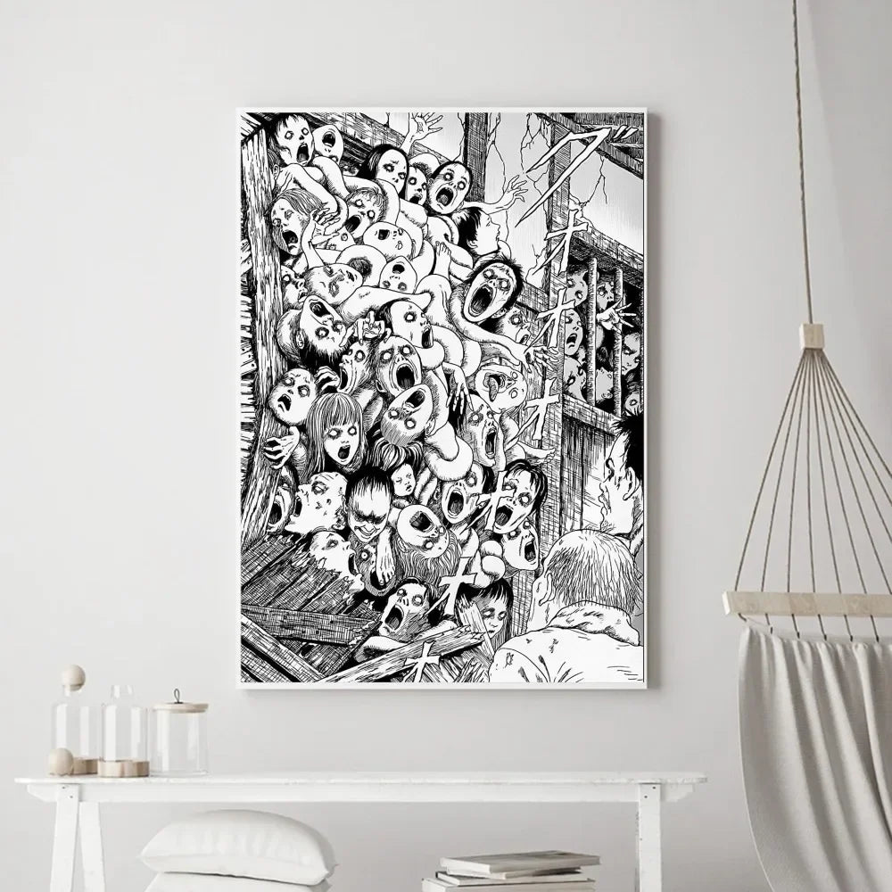 Hot Japan Anime Junji Ito Canvas Prints Poster Horror Thriller Dark Aesthetics Wall Art Home Decoration Art Poster Fans Gifts
