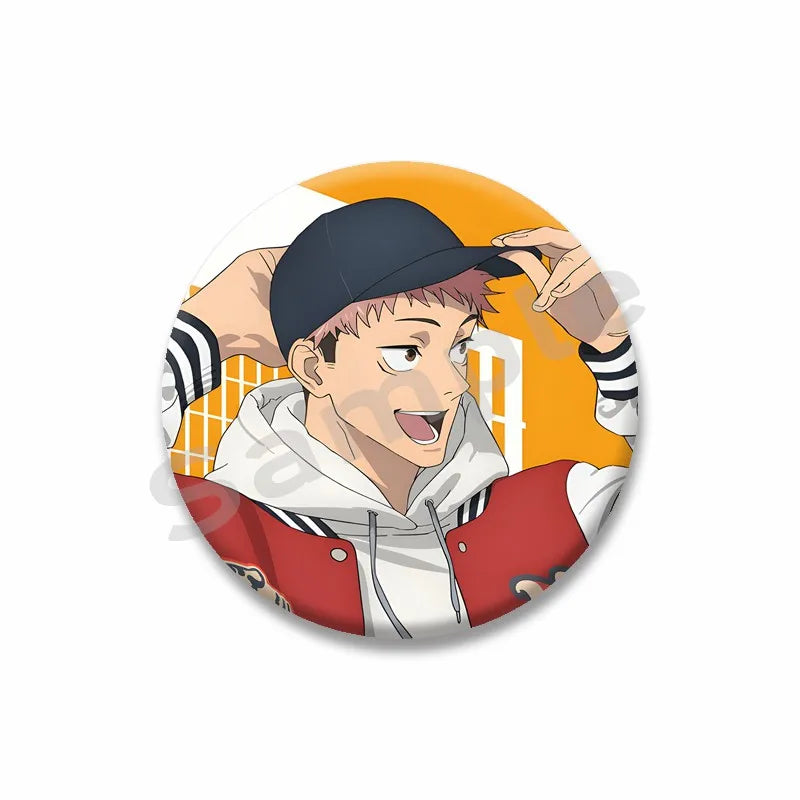 Anime Character Yuji Itadori Enamel Pins Tinplate Snap-in Brooches on Backpack Cartoon Cosplay Badge Accessories Jewelry Gifts