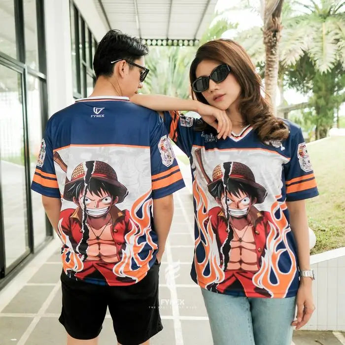 2025 New Bandai Japanese Anime Men's T-shirt, Quick-drying One Piece Luffy Zoro Football Jersey Cartoon