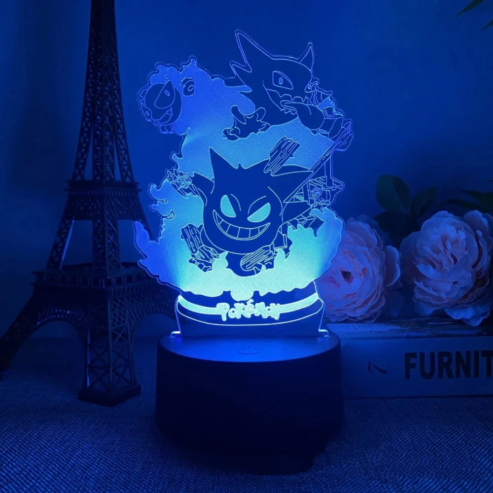 3D LED Night Light Pikachu Charizard Mewtwo Haunter 16 Colors Changing Touch Remote Control Anime Lamp for Bedroom Birthday Gift