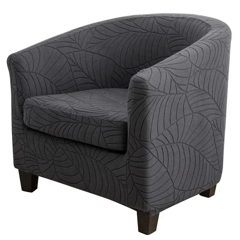 Leaves Jacquard Tub Chair Cover Anti-dirt Stretch Armchair Slipcover All-inclusive Single Club Sofa Cushion for Living Room