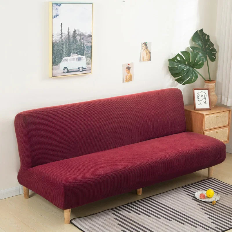 Polar Fleece Fabric Armless Futon Sofa Bed Cover Solid Without Armrest Big Elastic Folding Furniture home Decoration Bench Cover