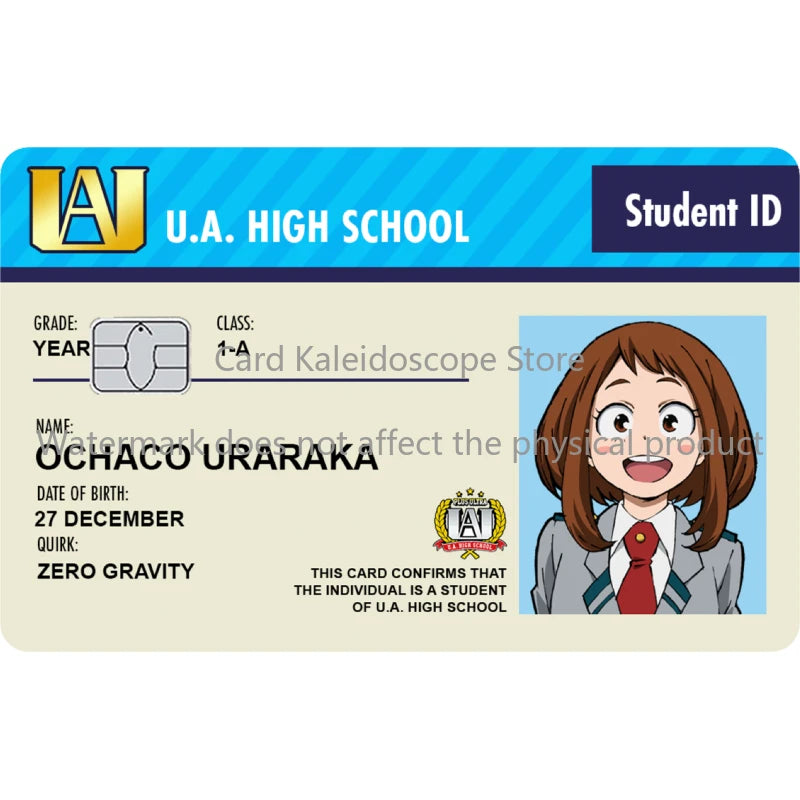 Anime My Hero Academia Student ID Series Redit Card Skin Sticker for VISA JCB Mastercard and Other Bank IC Card Decoration
