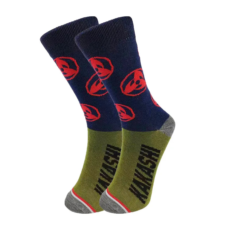 Anime Naruto Sport Long Socks for Men Women Cartoon Akatsuki Red Cloud Action Figure Casual Elastic Harajuku Stockings Toys Gift