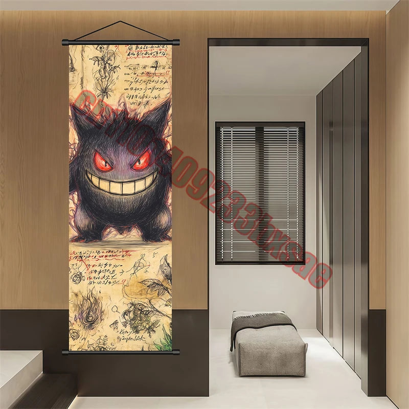 Printed Pokemon Poster Anime Wall Artwork Gengar Pictures Charizard Painting Canvas Pikachu Hanging Scrolls Home Room Decor