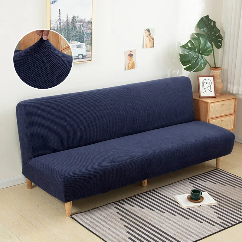 Polar Fleece Fabric Armless Futon Sofa Bed Cover Solid Without Armrest Big Elastic Folding Furniture home Decoration Bench Cover