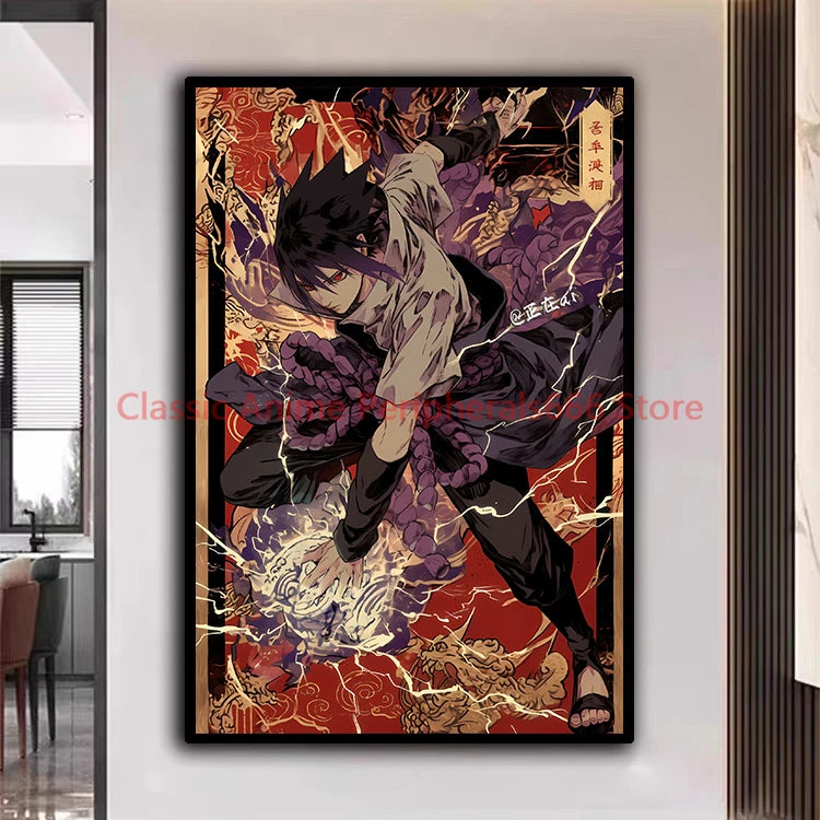 Naruto Poster Kakashi Sasuke Itachi Uchiha Akatsuki Anime Character Ukiyo-e Oil Painting Modern Home Decoration Aesthetic Gift