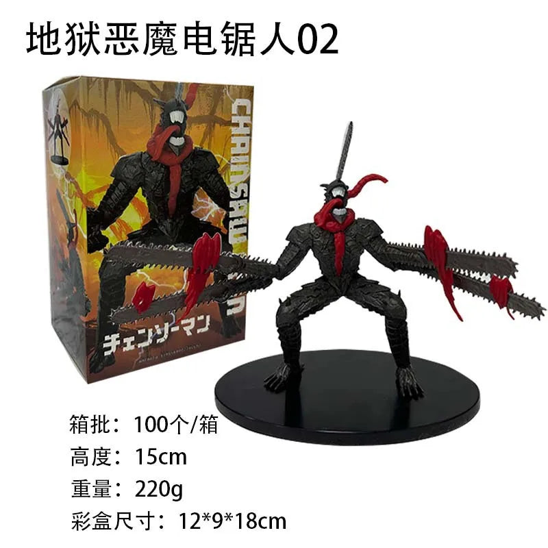 19CM  Anime Chainsaw Man Denji Figure PVC Chainsaw Helmet Movable Power Makima Model Toy Boy Collection Ornaments Gifts