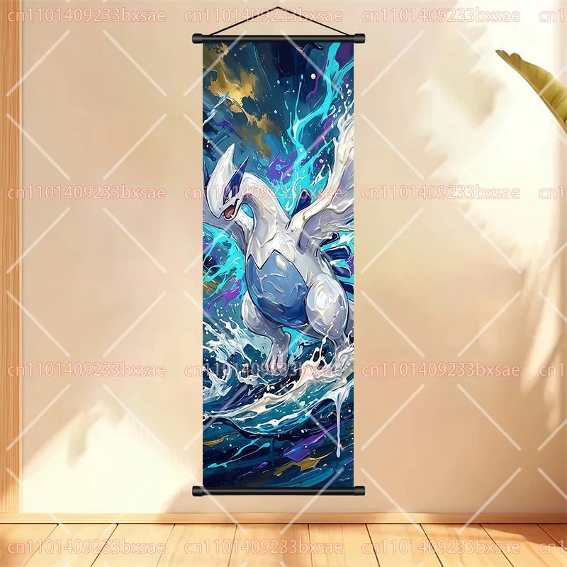 Anime Pokémon Gengar Charizard Kyogre Gyarados Mewtwo Rayquaza Cool Poster Hanging Scroll Painting Birthday Holiday Party Gift