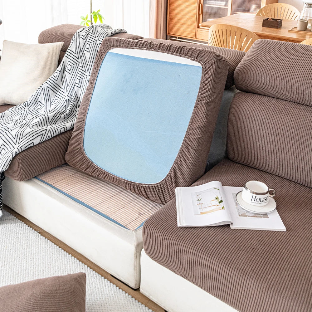 New Thicken Jacquard Sofa Seat Cushion Covers Solid Colors Striped Sofa Covers for Living Room Sectional Couch Covers Removable