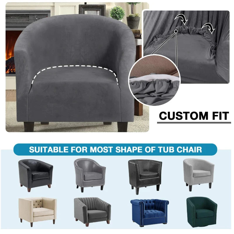 High Stretch Sofa Cover Velvet Tub Chair Cover Skid Resistance Furniture Protector Stretch Fabric Super Soft Couch Slipcover