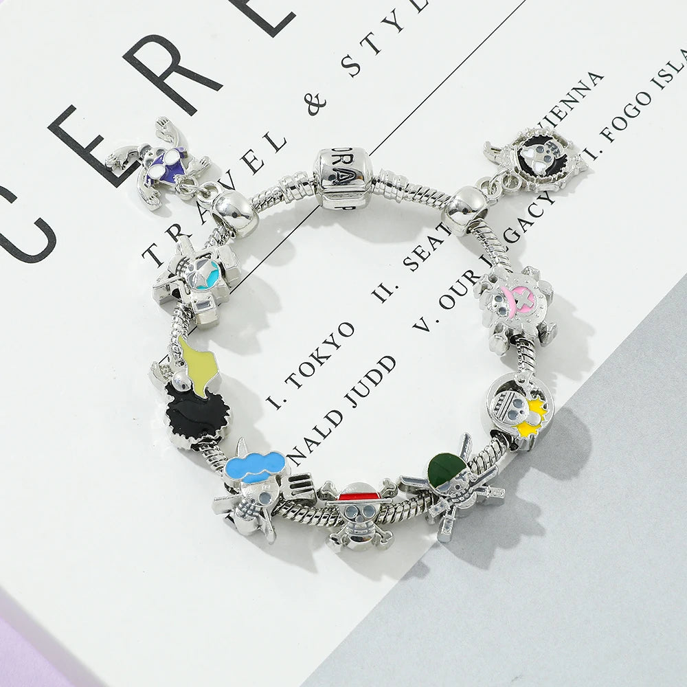 Popular anime accessory bracelet with skull, Luffy DIY charm bracelet