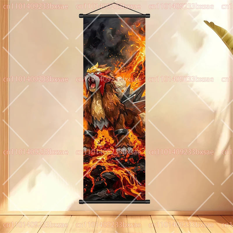 Anime Pokémon Gengar Charizard Kyogre Gyarados Mewtwo Rayquaza Cool Poster Hanging Scroll Painting Birthday Holiday Party Gift