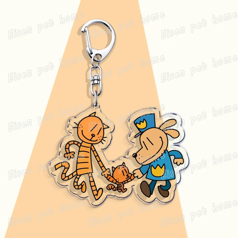 Popular Cartoon Dog Man and Cat Keychain for Accessories Bag Key Chain Ring Jewelry Fans Cute Anime Gifts Kids Children Keychain