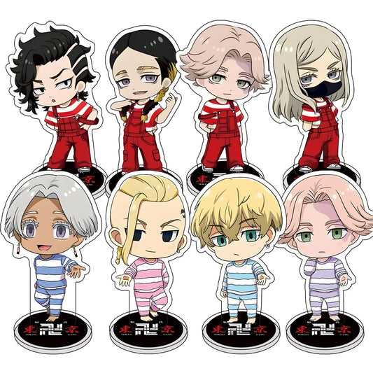 New Cute Hot Keychain Tokyo Revengers Anime Figure MIKEY Takashi Keisuke Draken Acrylic Stand Model Collection Decorative Orname