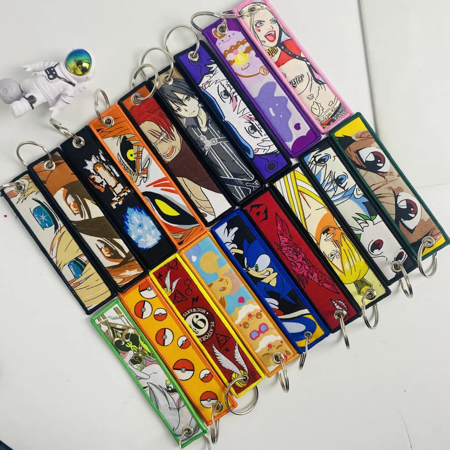 Anime Mix Character Jet Tag Keychain Set – Embroidered