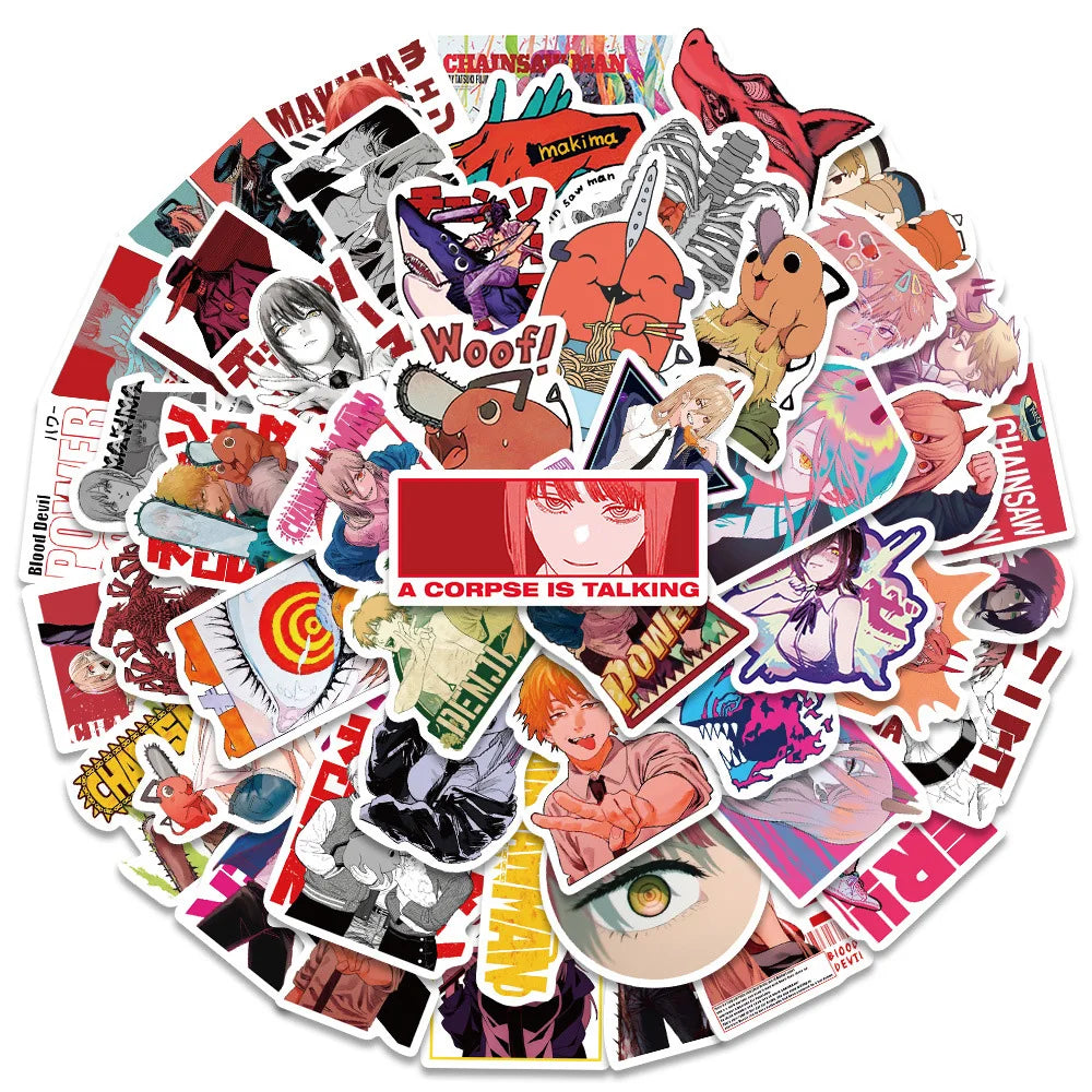 10/30/50pcs Chainsaw Man Anime Stickers Cartoon Decals DIY Bike Laptop Skateboard Phone Cool Manga Graffiti Sticker Decoration