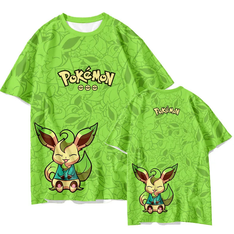 Bandai Summer Elf Pok É Mon Eevee Evolution Anime Peripheral Quick Drying Breathable Comfortable Parent Child Anime T-shirt