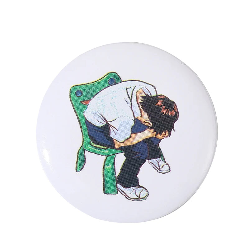 Tinplate Pin Button Custom Anime Role Old-school Hip-Pop Horror Film Brooch Cartoon Collar Badge Jewelry Gift Fans