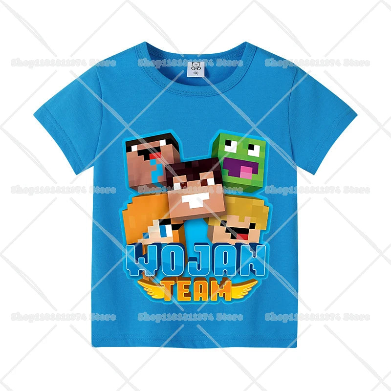 Wojans Team T-shirt Anime Round Neck Tee Children Short Sleeve Clothing Summer Cotton Tshirts Boys Girls T-shirts Birthday Gift