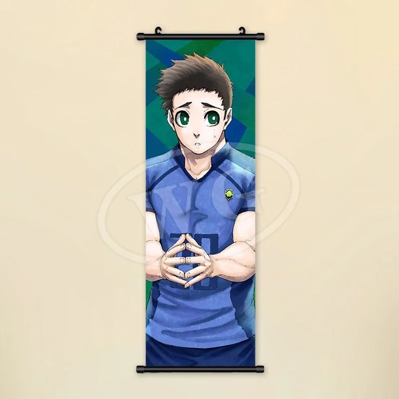 Blue Lock Hanging Painting Anime Poster Reo Mikage Wall Art Canvas Scroll Picture Isagi Yoichi Characters Home Decor Living Room