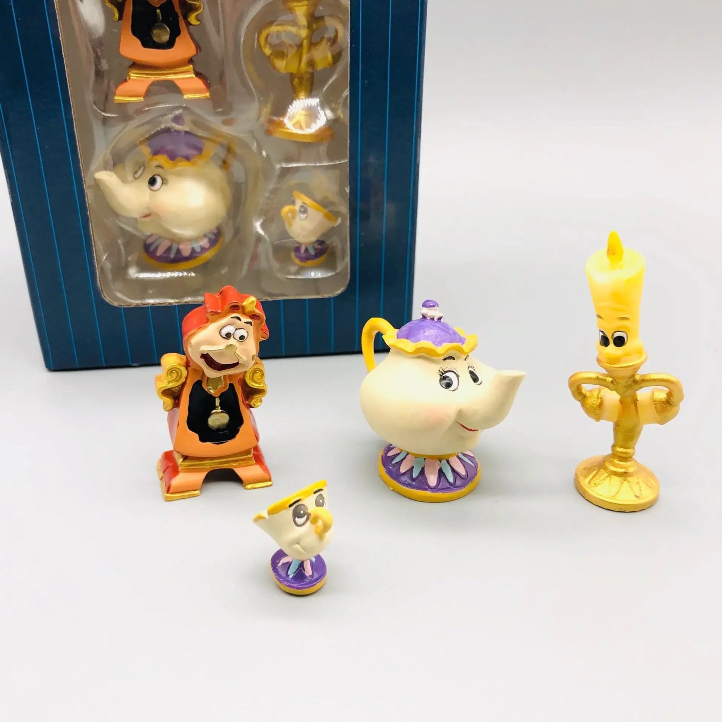 Beauty And The Beast Toys Anime Figure Night Lights Candlesticks Cogsworth Clock Ornaments Collectible Model Gift jewelry box