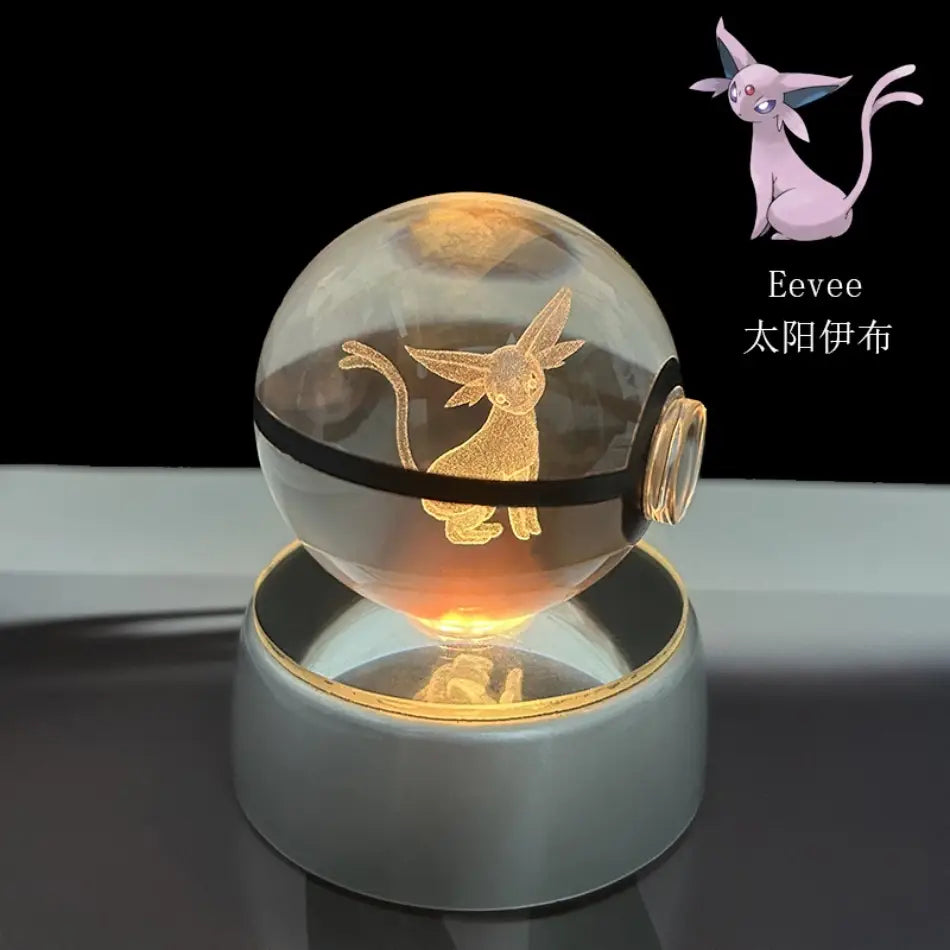 Pokemon Pokeball LED Night Light – 3D Crystal Ball