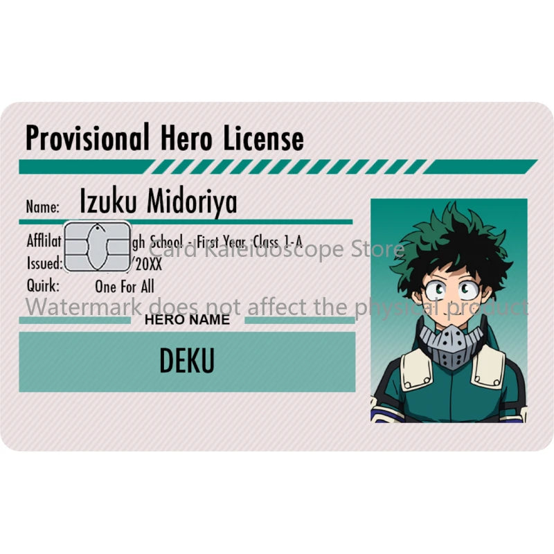 Anime My Hero Academia Student ID Series Redit Card Skin Sticker for VISA JCB Mastercard and Other Bank IC Card Decoration