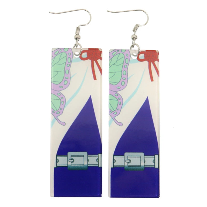 2022 Trendy Acrylic Tanjiro Earrings Demon Slayer Earrings Anime Cosplay Props Hanafuda Drop Long Earrings for Women Girls Jewel