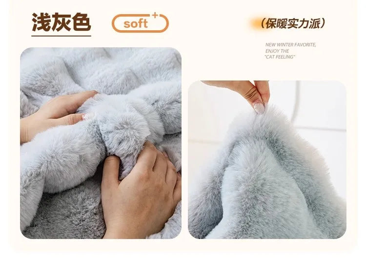 Thicken Imitation Rabbit Fur Plush Sofa Slipcover Non-slip Soft Sofa Towel Couch Cushion Cover for Living Room Modern Home Decor