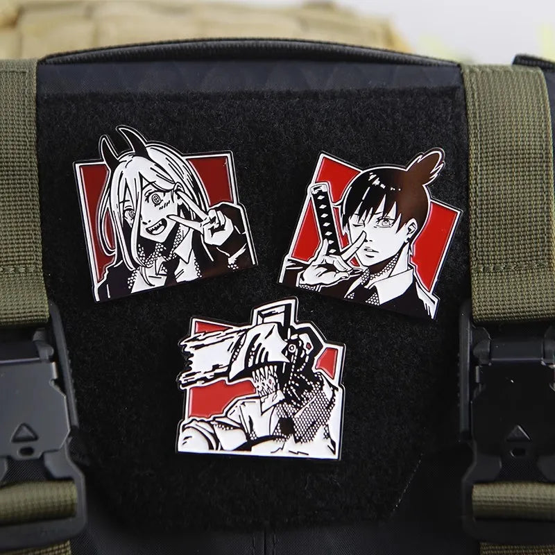 Chainsaw Man Anime Patch Power Hayakawa Autumn Label Embroidery Patches Hook and Loop Metal Tactical Military Backpack Badges