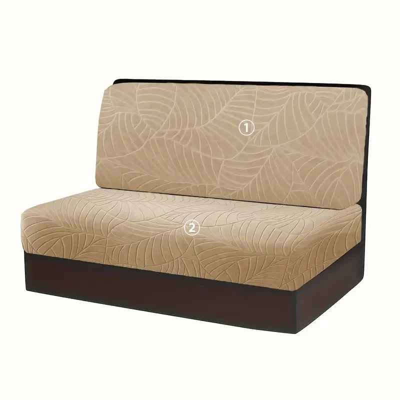 2 Pcs/set Leaves Jacquard RV Dinette Cushion Covers Elastic Armless Couch Slipcover Stretch Rv Camper Car Bench Seat Cover
