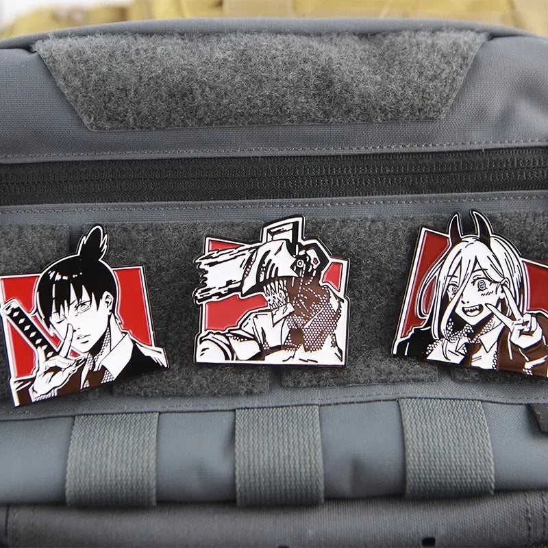 Chainsaw Man Anime Patch Power Hayakawa Autumn Label Embroidery Patches Hook and Loop Metal Tactical Military Backpack Badges