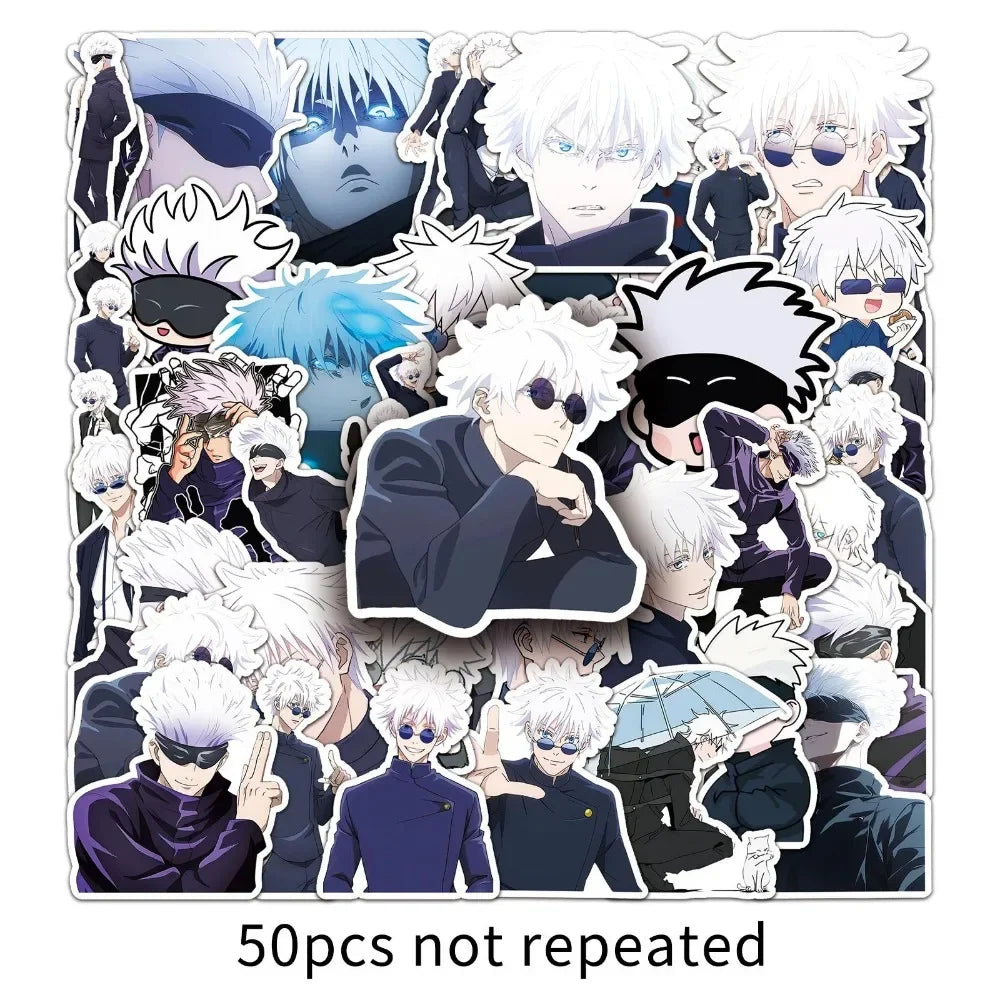 50pcs Anime Jujutsu Kaisen Gojo Satoru Waterproof Stickers Japanese Manga Cute Cartoon Drawing Doodle Decorations